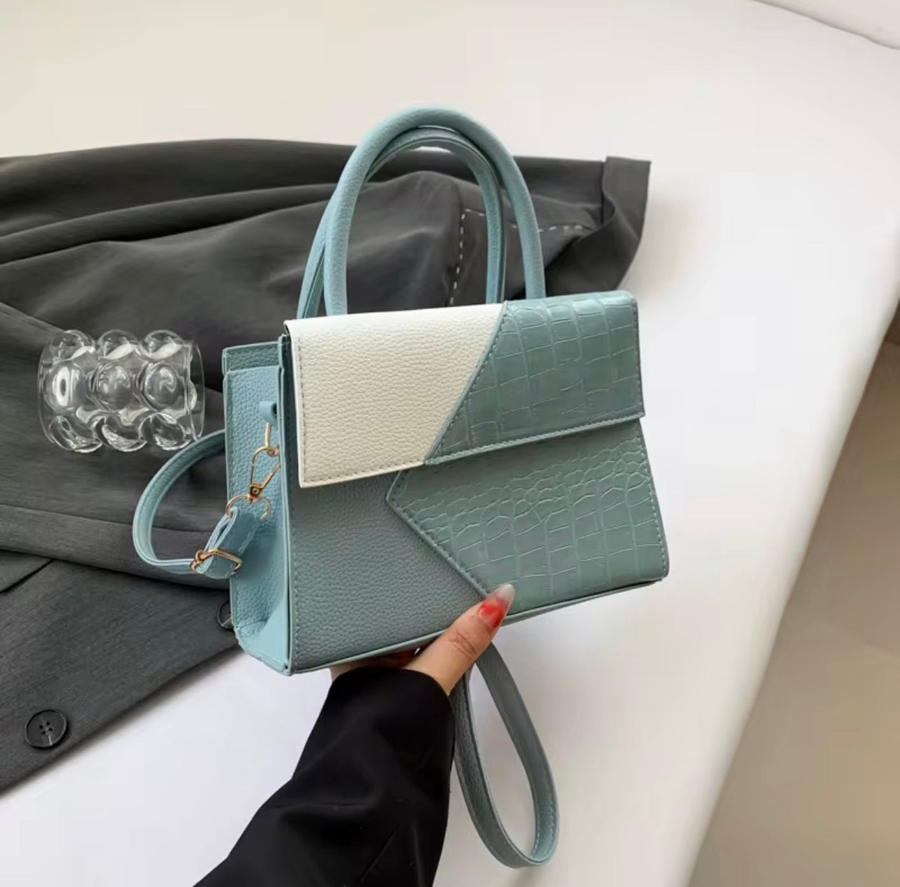PU leather two tone bag