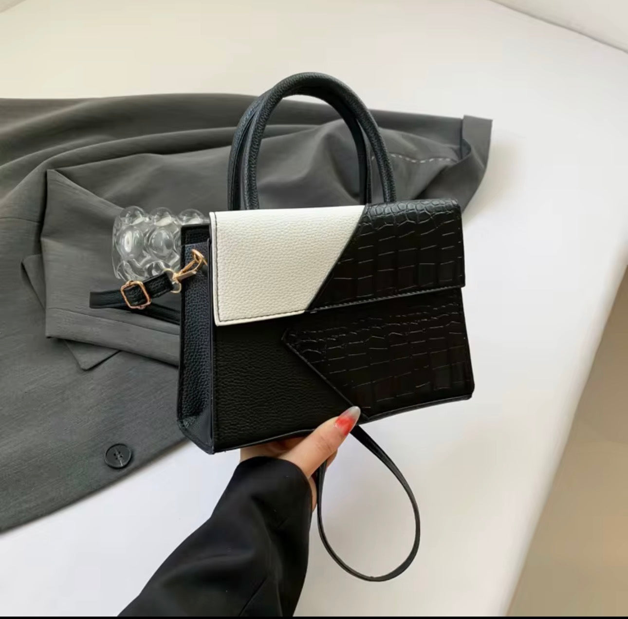 PU leather two tone bag