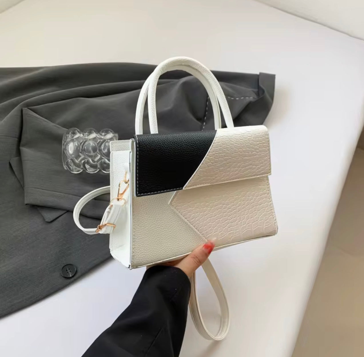 PU leather two tone bag