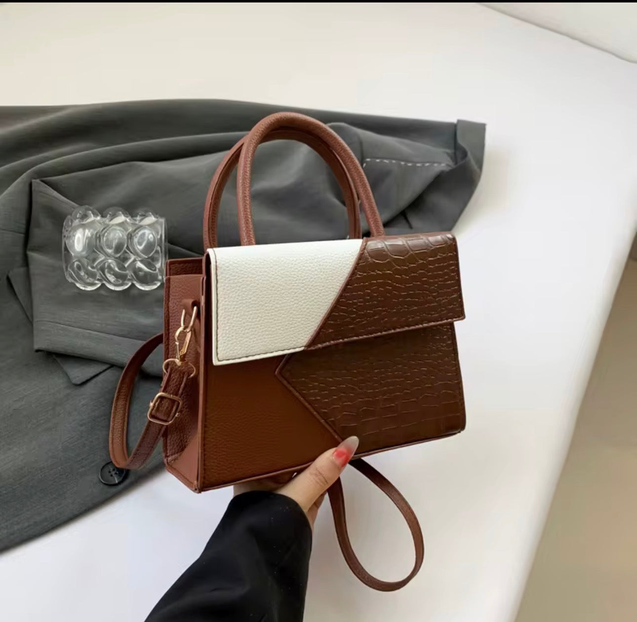 PU leather two tone bag